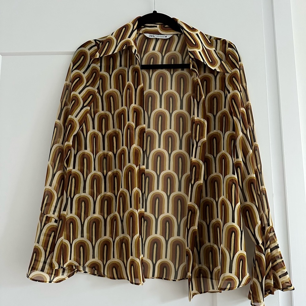Zara Patterned Sheer Shirt